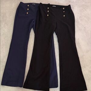 Express Flare Pants Duo with Nautical Buttons - Black & Navy